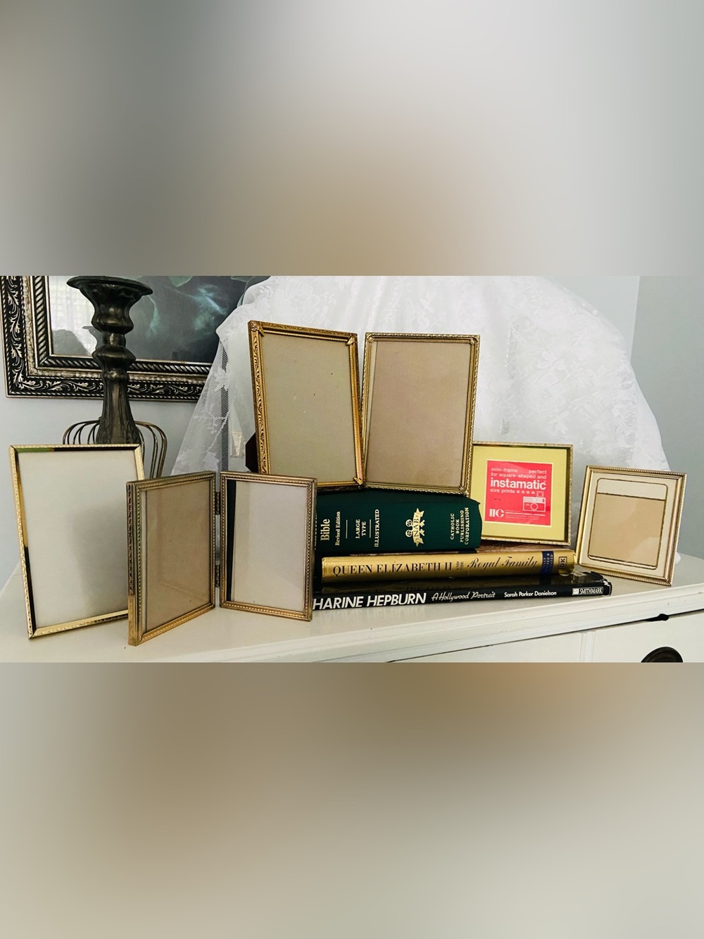 Curated Vintage Brass & Gold Tone Picture Frame Bundle Lot